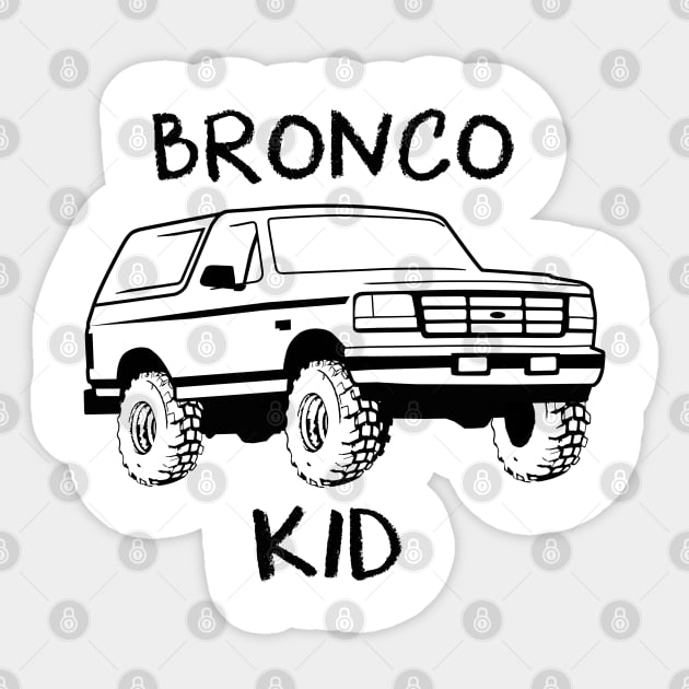 Bronco Kid 1992-1996 Black Print Sticker by The OBS Apparel